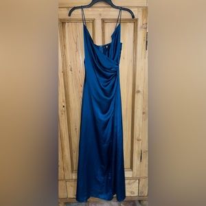Misguided Silky Wrap Over Maxi Dress Dark Teal Size 2 NWT